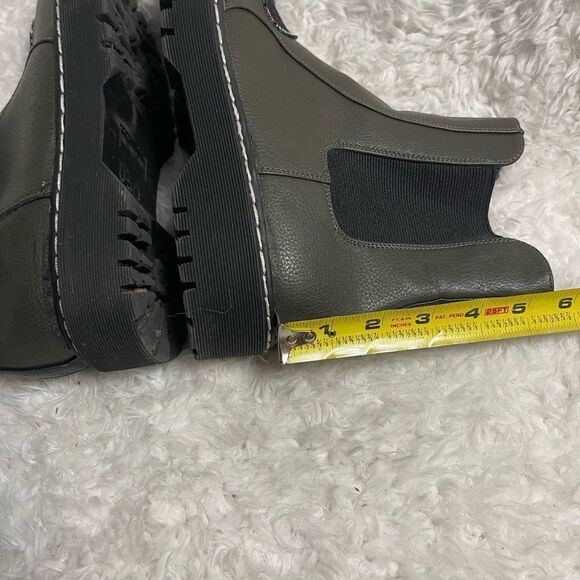 Sincerely Jules Pull On Boots dark gray Faux leather fabric patchwork  SZ10 - Picture 9 of 10